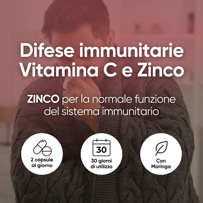 Vitamina C e Zinco: lo zinco contribuisce alla normale funzione del sistema immunitario
