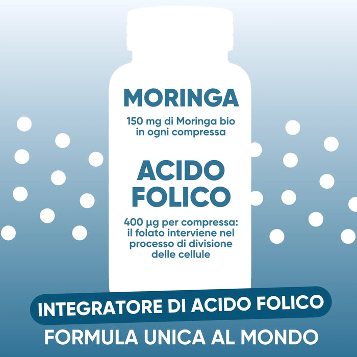 Acido folico 400 µg e Moringa bio 150 mg in ogni compressa