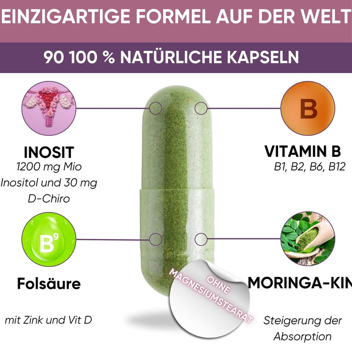 Integratore Inositolo e Moringa BIO | Equilibrio Ormonale Femminile | Fertilità e PCOS | 100% Naturale