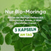 Solo foglie di Moringa oleifera biologica in capsula vegetale, 3 capsule al giorno
