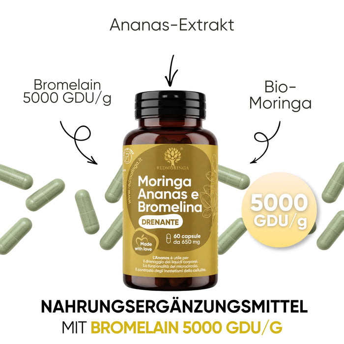 Integratore per il drenaggio dei liquidi con Bromelina 5000 GDU/g