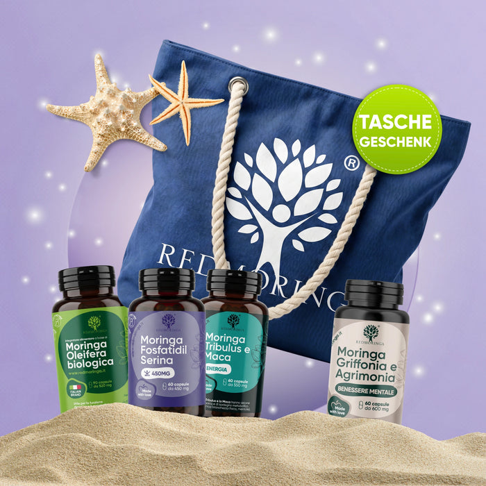 Kit Estate Anti-Cortisolo | Moringa Bio + Fosfatidilserina + Benessere Mentale | Stress · Energia · Equilibrio