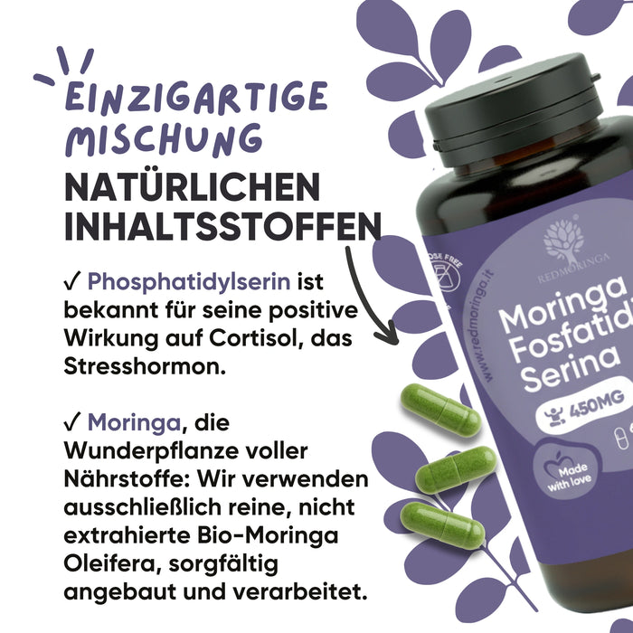 Fosfatidilserina 450mg + Moringa | Cortisolo, Stress
