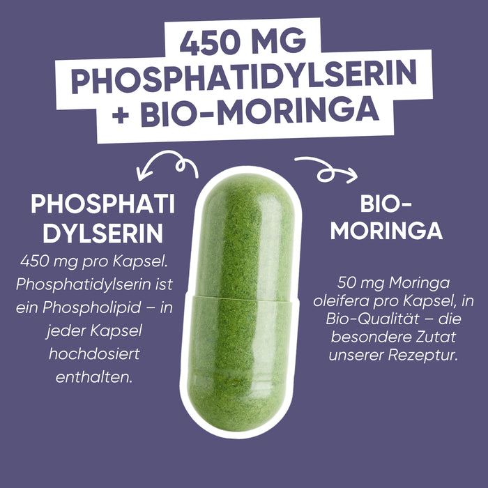 Fosfatidilserina 450mg + Moringa | Cortisolo, Stress