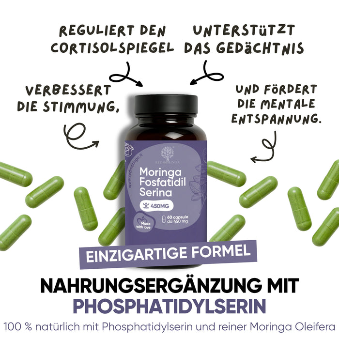 Fosfatidilserina 450mg + Moringa | Cortisolo, Stress