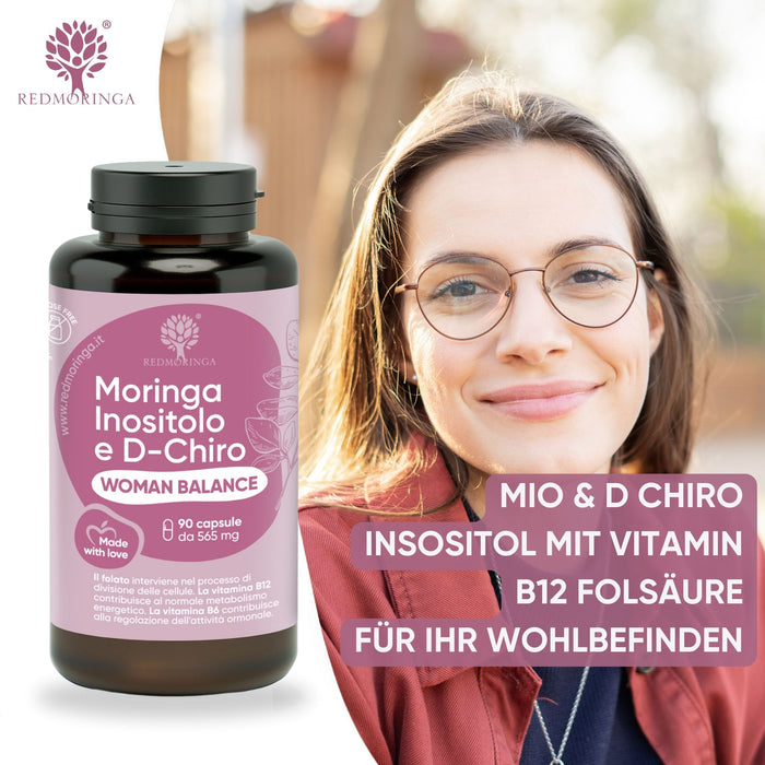 Integratore Inositolo e Moringa BIO | Equilibrio Ormonale Femminile | Fertilità e PCOS | 100% Naturale