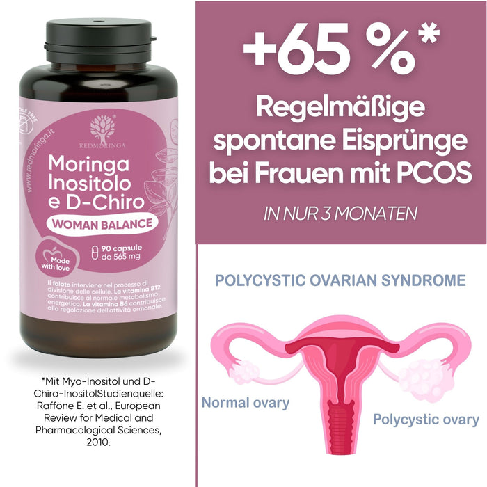 Integratore Inositolo e Moringa BIO | Equilibrio Ormonale Femminile | Fertilità e PCOS | 100% Naturale