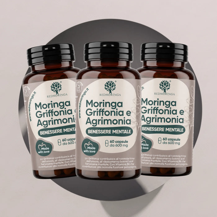 Integratore Ansia e Stress con Griffonia 5HTP, Agrimonia e Moringa
