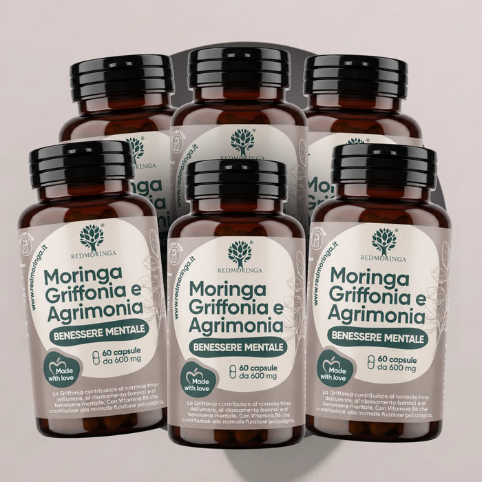 Integratore Ansia e Stress con Griffonia 5HTP, Agrimonia e Moringa