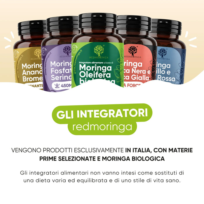 Integratori redmoringa prodotti in Italia con Moringa biologica, GMP
