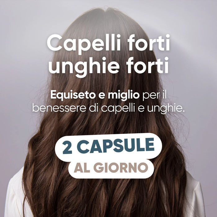 Equiseto e miglio per il benessere di capelli e unghie, 2 capsule al giorno