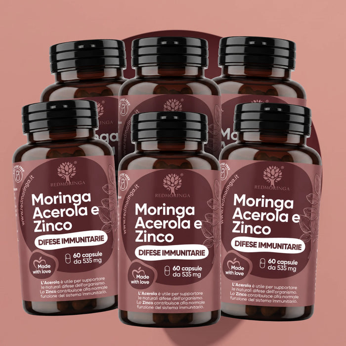 Six jars of Moringa Acerola and Zinc by RedMoringa, immune defence supplement, 6-month supply