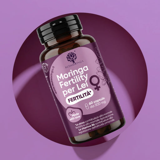 Moringa Fertility for Her jar by RedMoringa, female fertility supplement with zinc and vitamin B6, 60 capsules of 500 mg