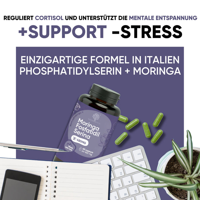Fosfatidilserina 450mg + Moringa | Cortisolo, Stress