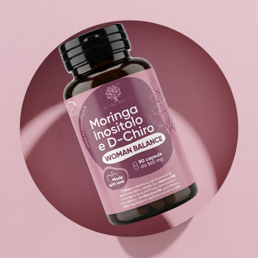 RedMoringa Woman Balance bottle with Moringa, myo-inositol and D-chiro-inositol, PCOS supplement, 90 capsules