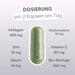 Dosaggio per 2 capsule: collagene marino 600 mg, acido ialuronico 10 mg, vitamina C 80 mg