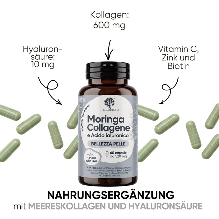 Vitamina C per la normale formazione del collagene, zinco e biotina per una pelle normale