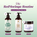 RedMoringa hair routine: Moringa shampoo, conditioner and hair mask, made in Italy