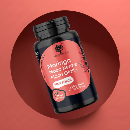 Maca nera integratore RedMoringa Inca Force – 90 capsule con Maca Gialla, Moringa Bio e Tribulus
