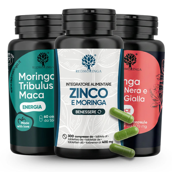 Maca Nahrungsergänzungsmittel RedMoringa: Inca Boost Kit mit Tribulus, Zink und Bio-Moringa – 3 Produkte für Energie und Vitalität