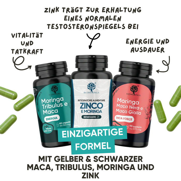 Schwarze Maca und Tribulus RedMoringa: einzigartige Formel zur Unterstützung normaler Testosteronwerte, Vitalität und Ausdauer
