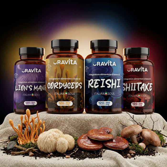 Oravita mushroom kit: Reishi, Shiitake, Lion’s Mane and Cordyceps