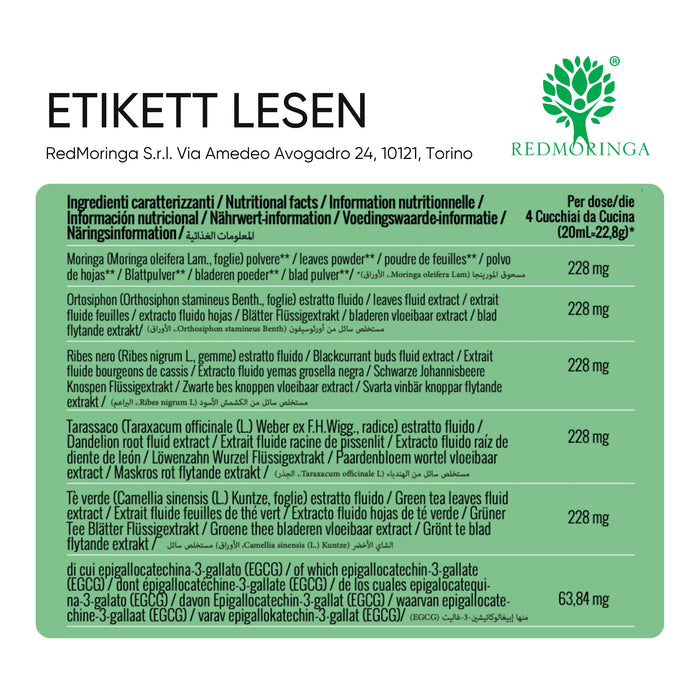 Tabella ingredienti Moringlow: estratti vegetali e Moringa