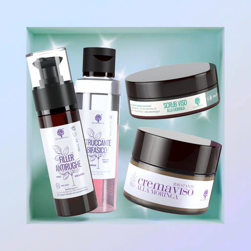 Moringa Beauty gift set by RedMoringa: anti-wrinkle filler, make-up remover, face scrub and face cream, natural anti-aging