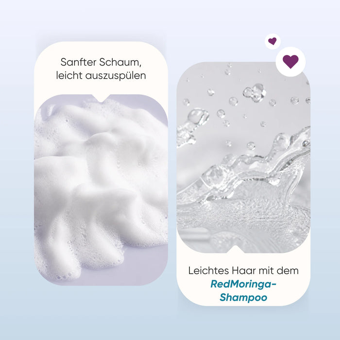 Gentle foam, rinses out easily: light hair with the RedMoringa Shampoo