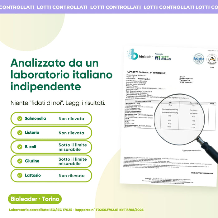 Moringa analizzata da un laboratorio italiano indipendente
