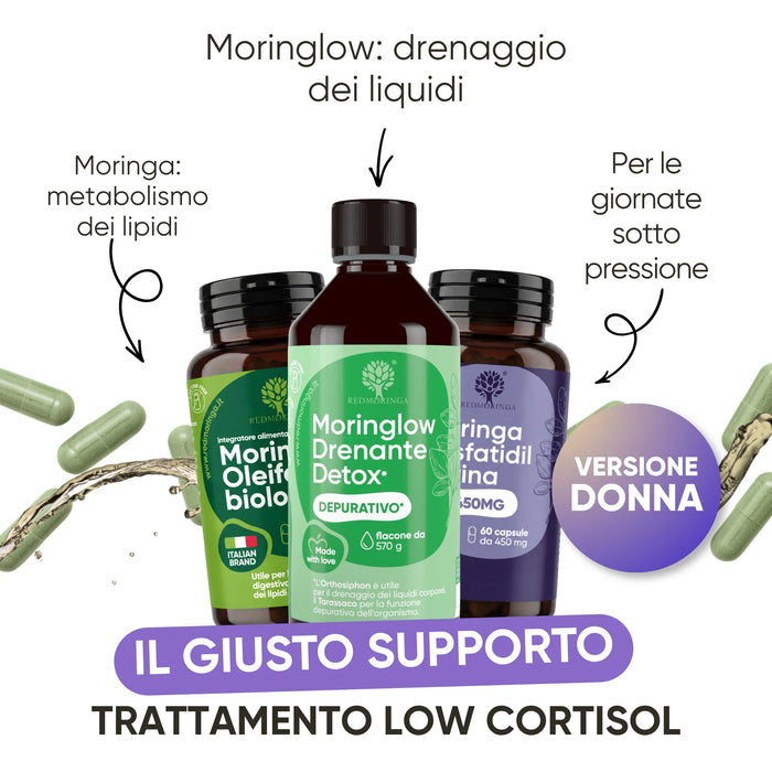 Set Low Cortisol versione donna: Fosfatidilserina, Moringa e Moringlow